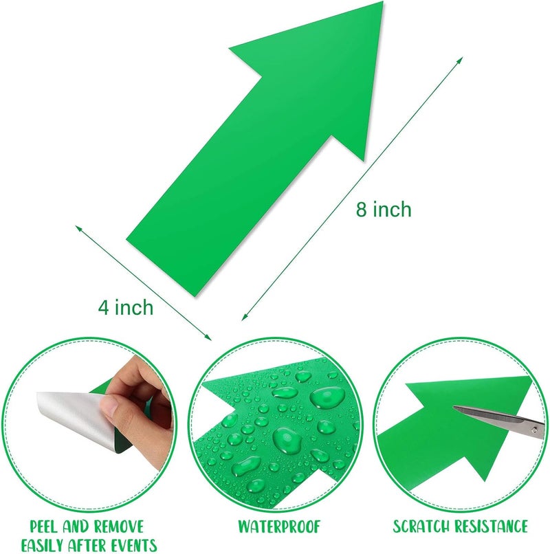 Outus 40 Pieces 8 Inch Arrow Sticker,Removable Adhesive Directional Sign Floor Decal Waterproof Arrow Marking Safe Road Instructions Sticker(Green) - Image 3